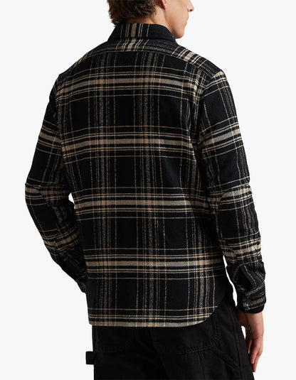 Camisa de franela a cuadros negro y crema