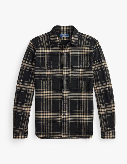 Camisa de franela a cuadros negro y crema