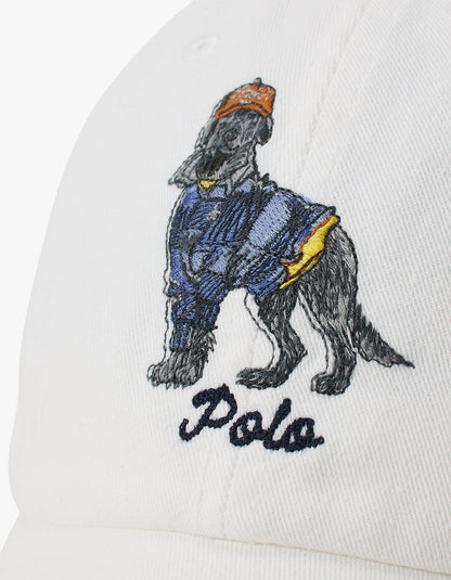 Jockey de sarga con bordado de perro blanco