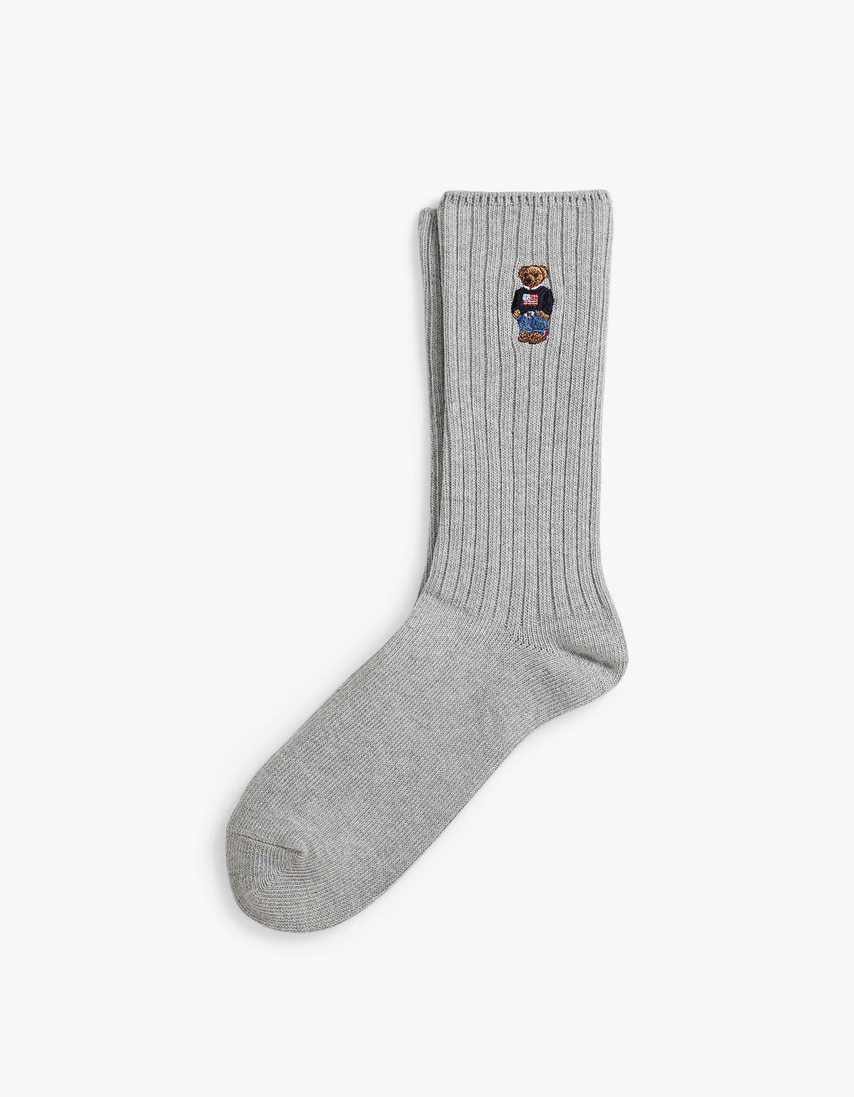 Calcetines con osito bordado gris jaspeado