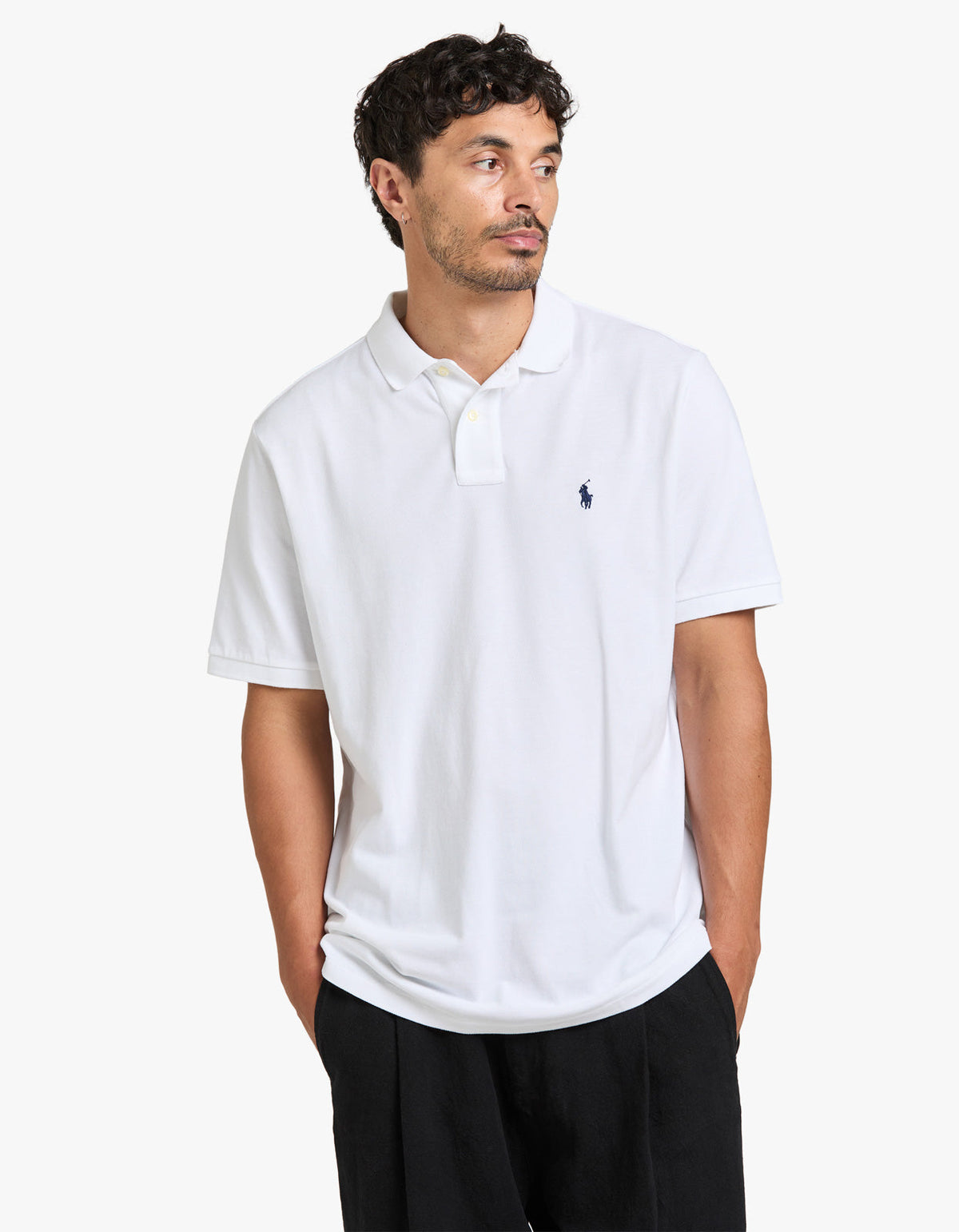 Polo de piqué manga corta corte clásico blanco