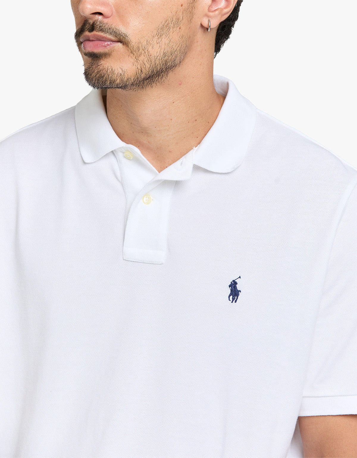 Polo de piqué manga corta corte clásico blanco