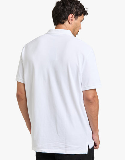 Polo de piqué manga corta corte clásico blanco
