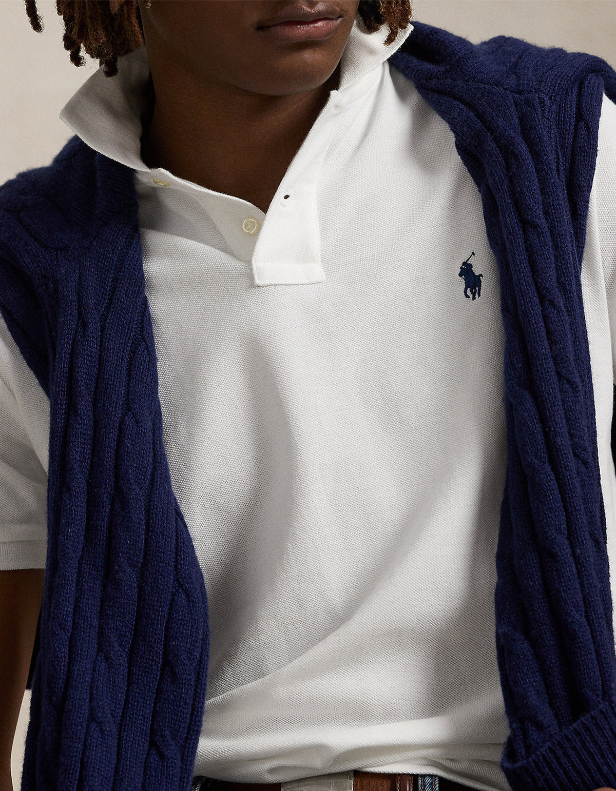 Polo de piqué manga corta corte slim blanco