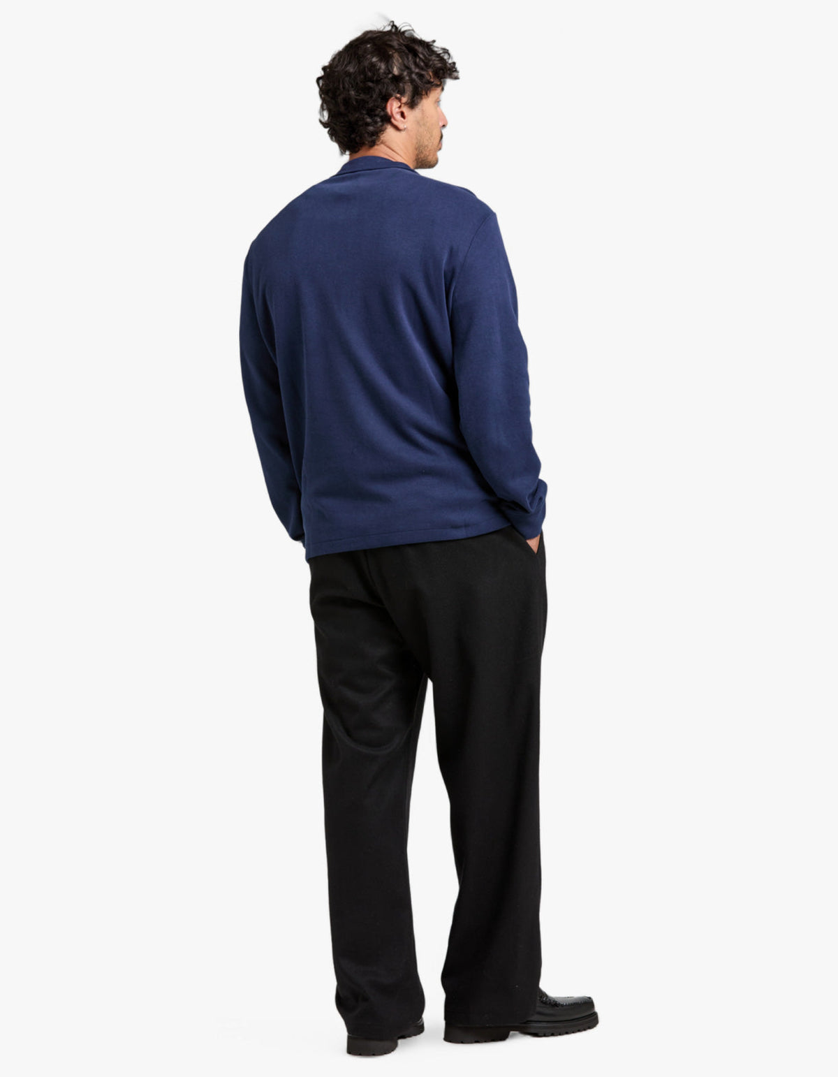 Suéter acanalado medio cierre azul marino