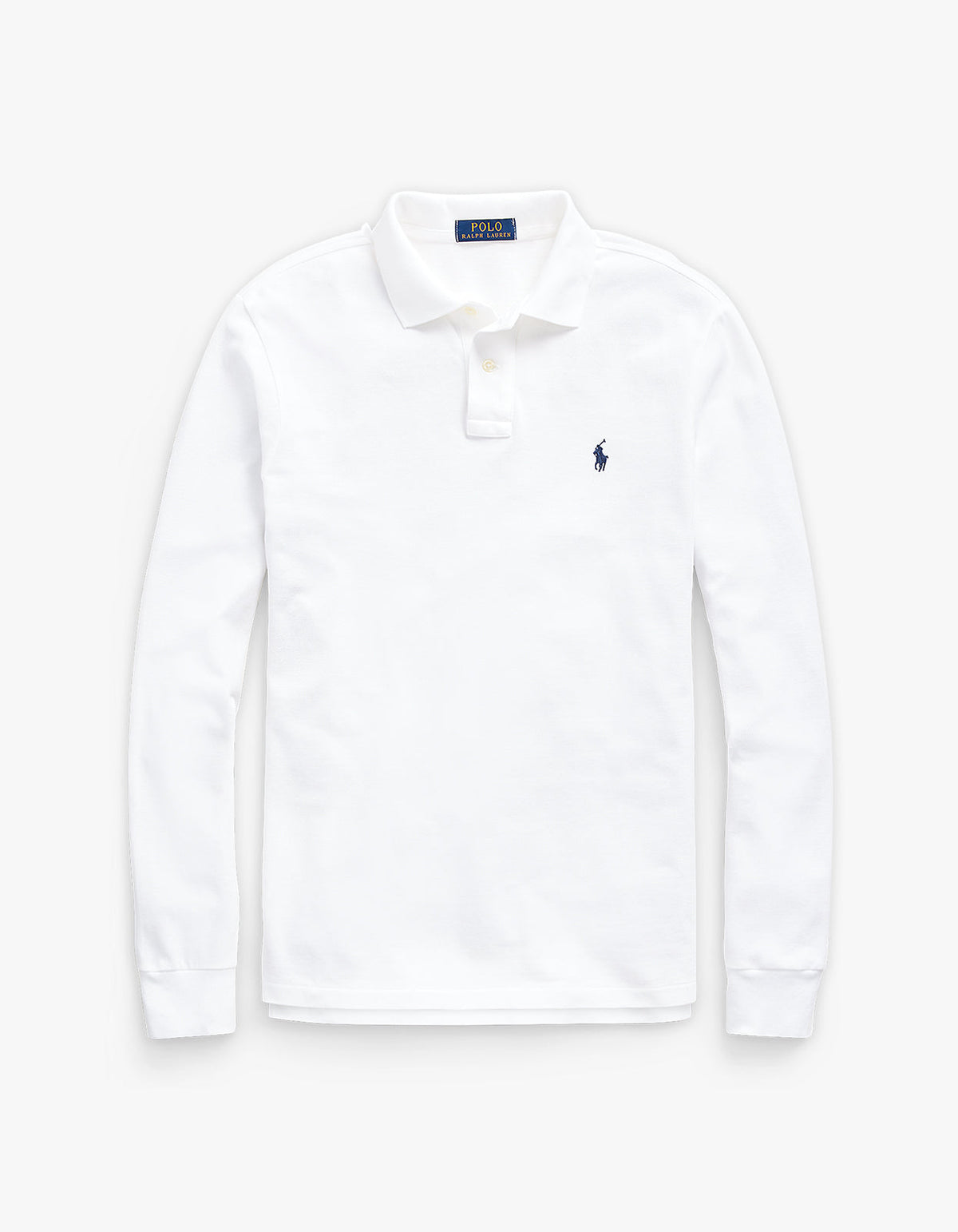 Polo de piqué manga larga corte slim blanco