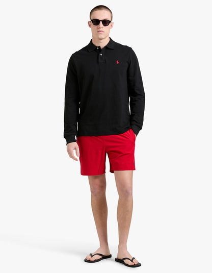 Polo de piqué manga larga corte slim negro