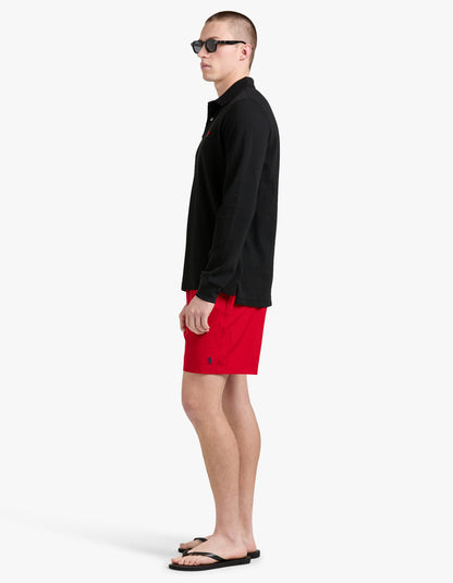 Polo de piqué manga larga corte slim negro