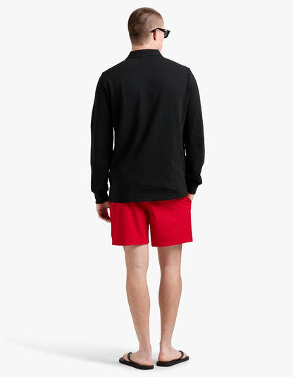 Polo de piqué manga larga corte slim negro