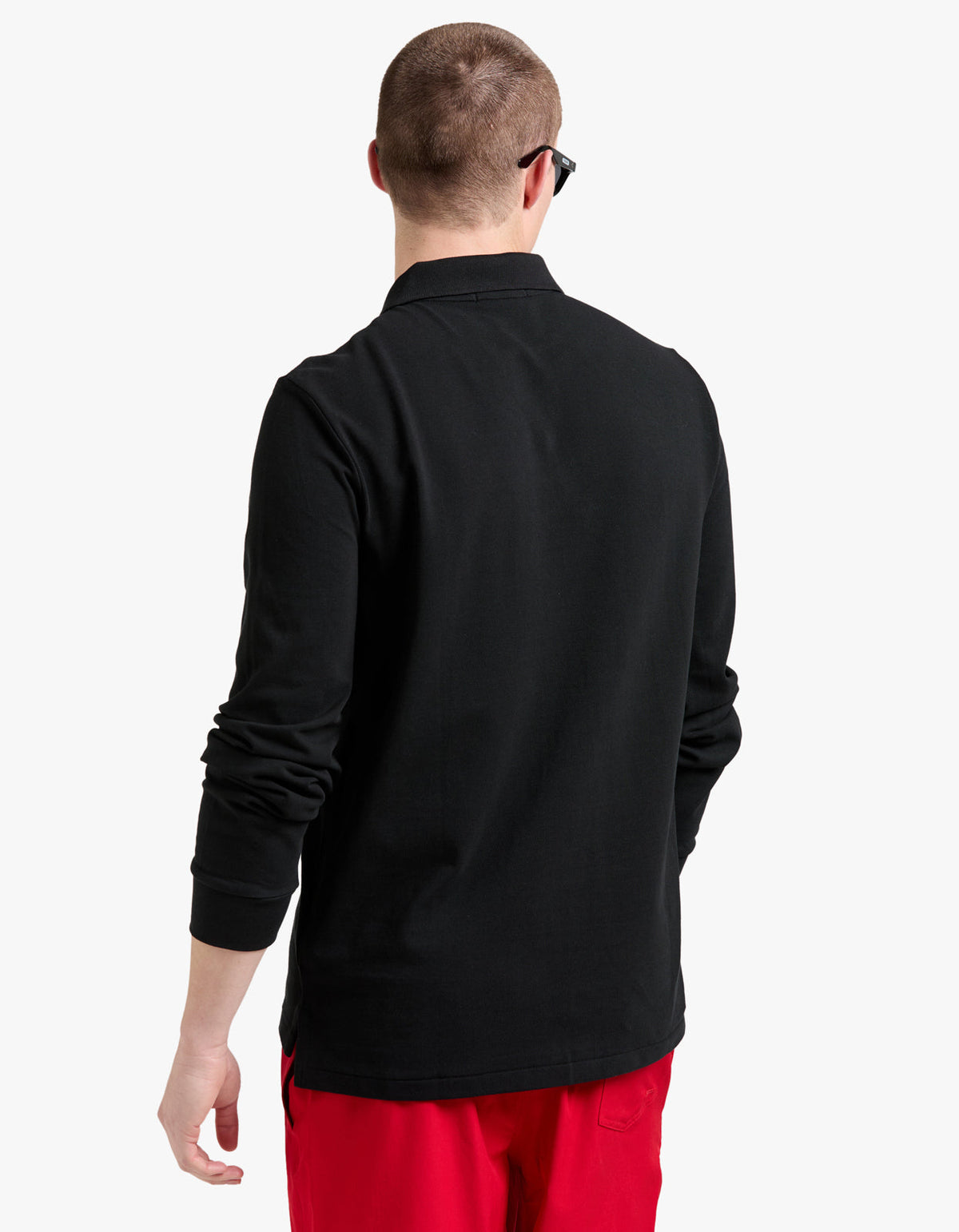 Polo de piqué manga larga corte slim negro