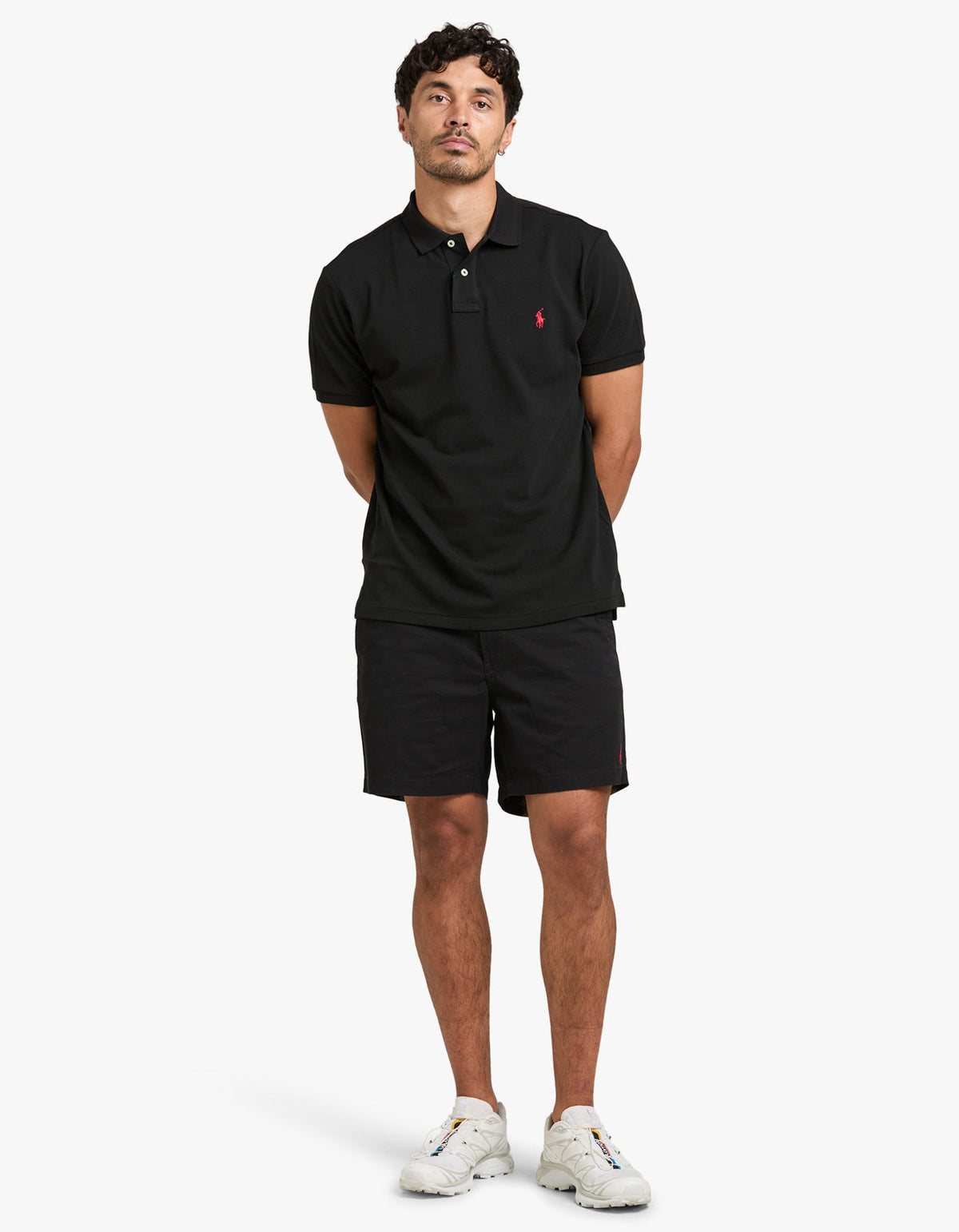 Polo de piqué manga corta corte slim negro
