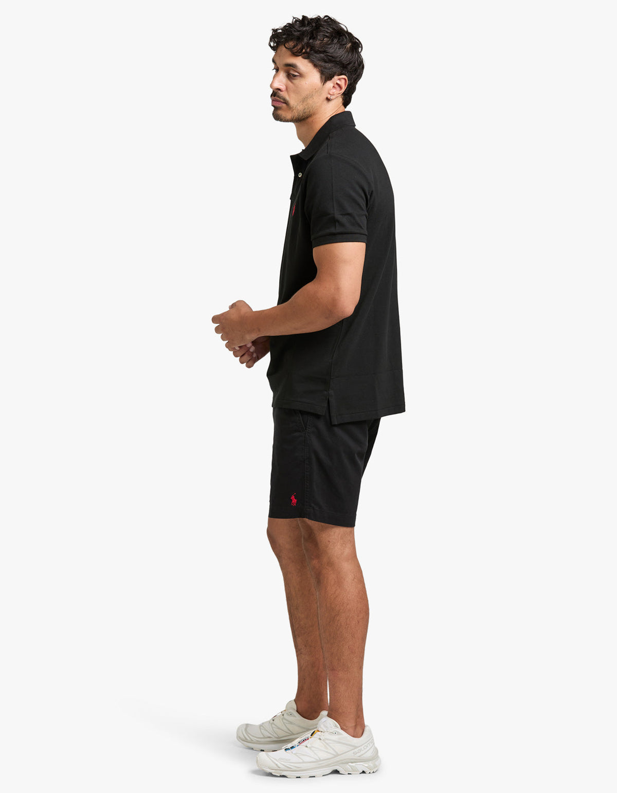 Polo de piqué manga corta corte slim negro