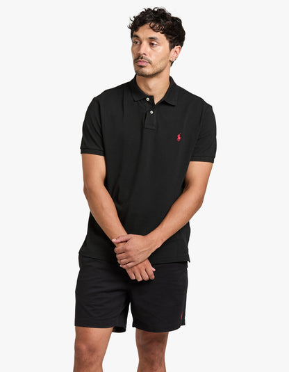 Polo de piqué manga corta corte slim negro