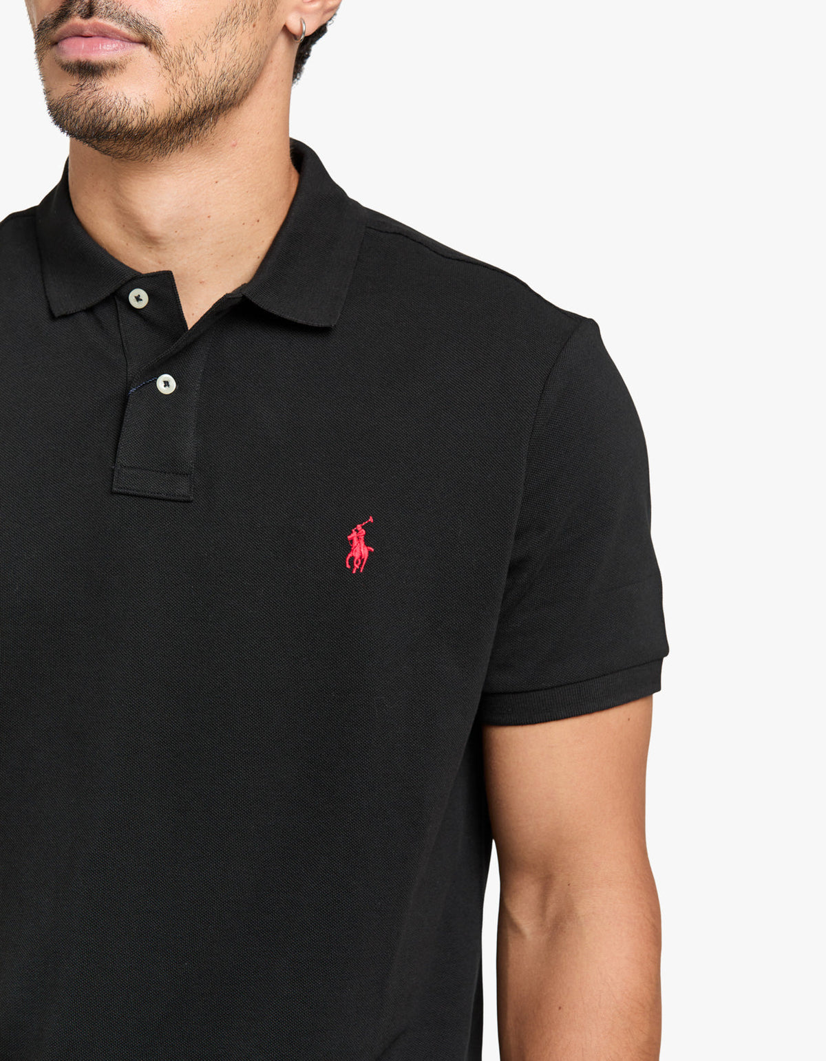 Polo de piqué manga corta corte slim negro