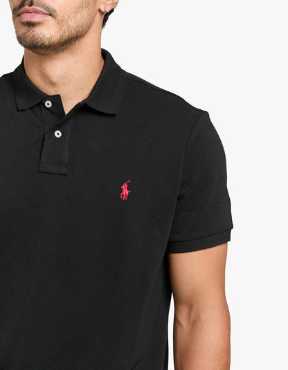 Polo de piqué manga corta corte slim negro