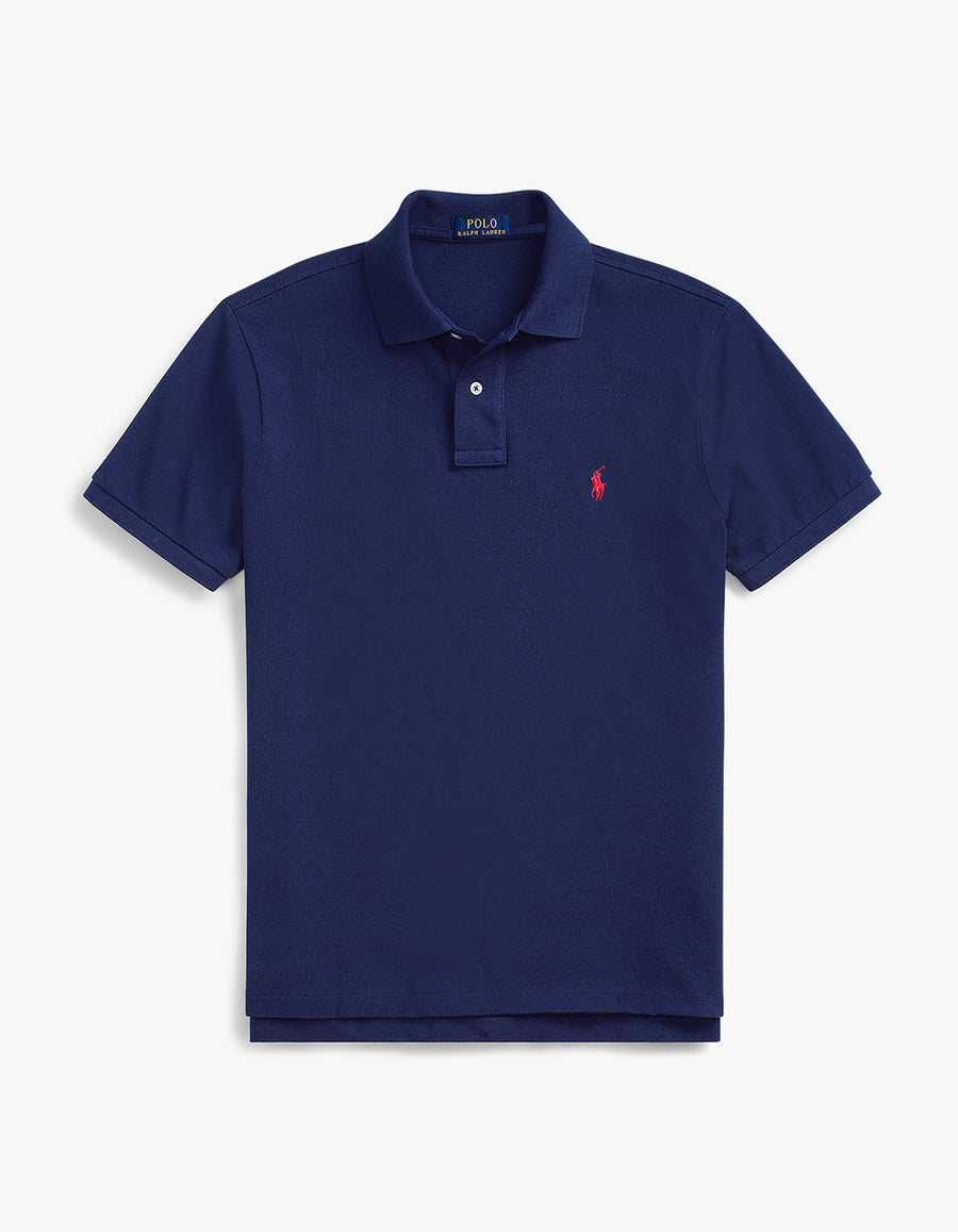 Polo de piqué manga corta corte slim azul marino