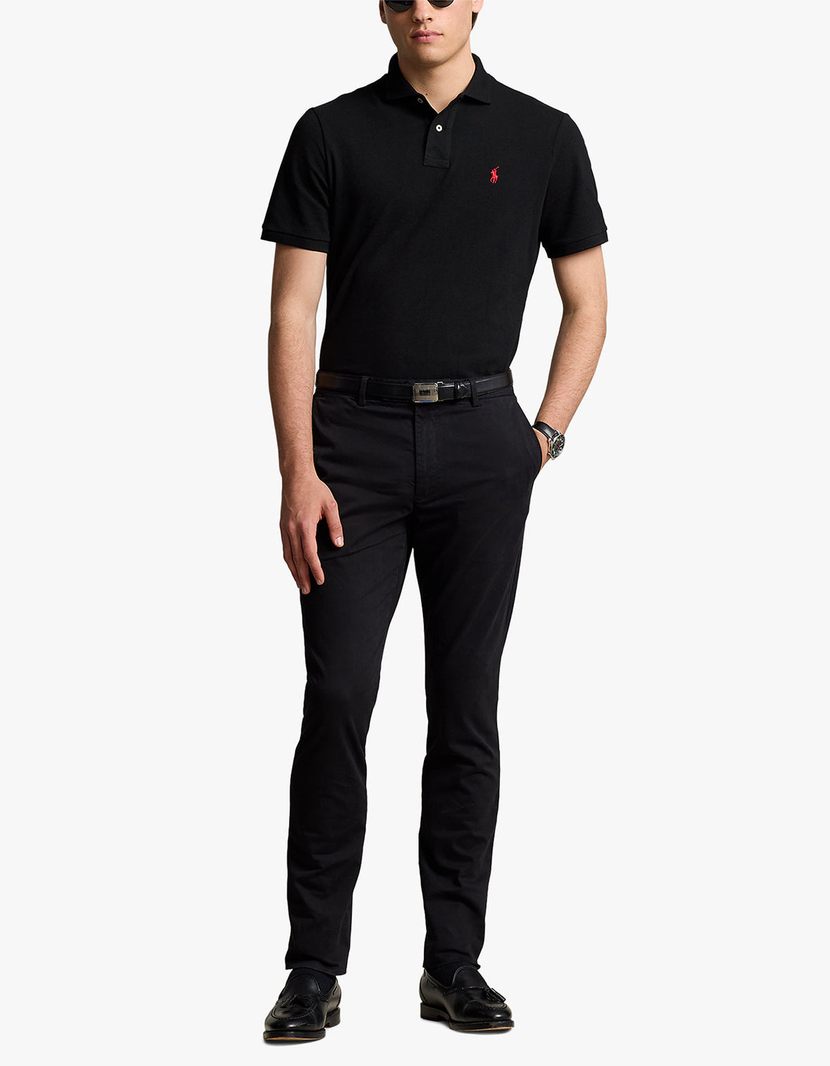 Polo de piqué manga corta corte clásico negro