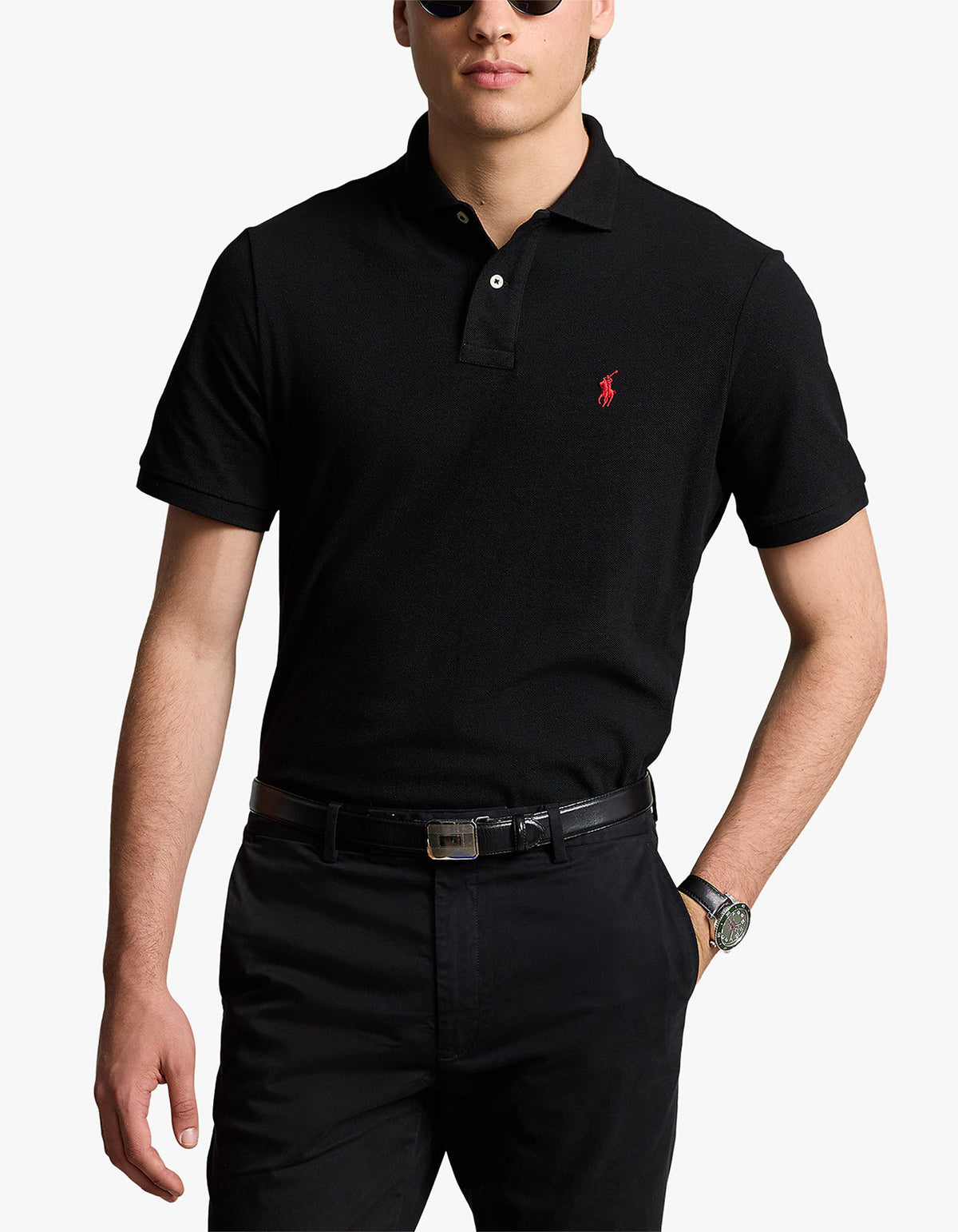 Polo de piqué manga corta corte clásico negro