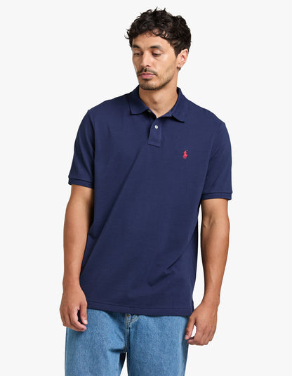 Polo de piqué manga corta corte clásico azul marino