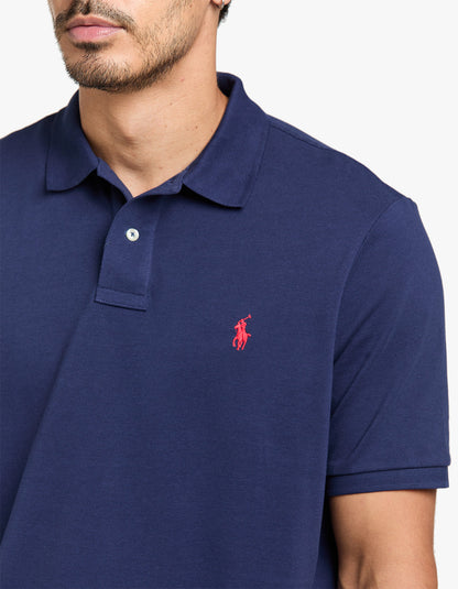 Polo de piqué manga corta corte clásico azul marino