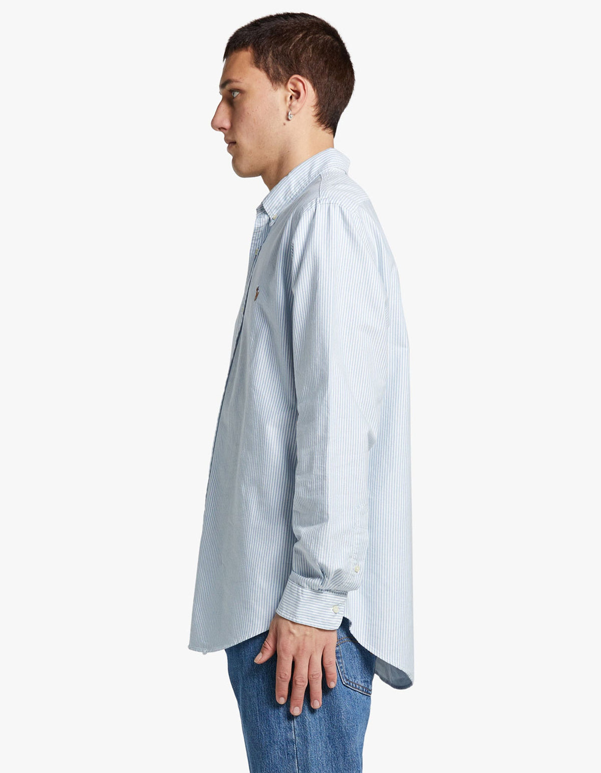 Camisa Oxford a rayas azul y blanco
