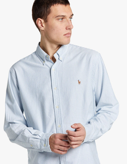 Camisa Oxford a rayas azul y blanco