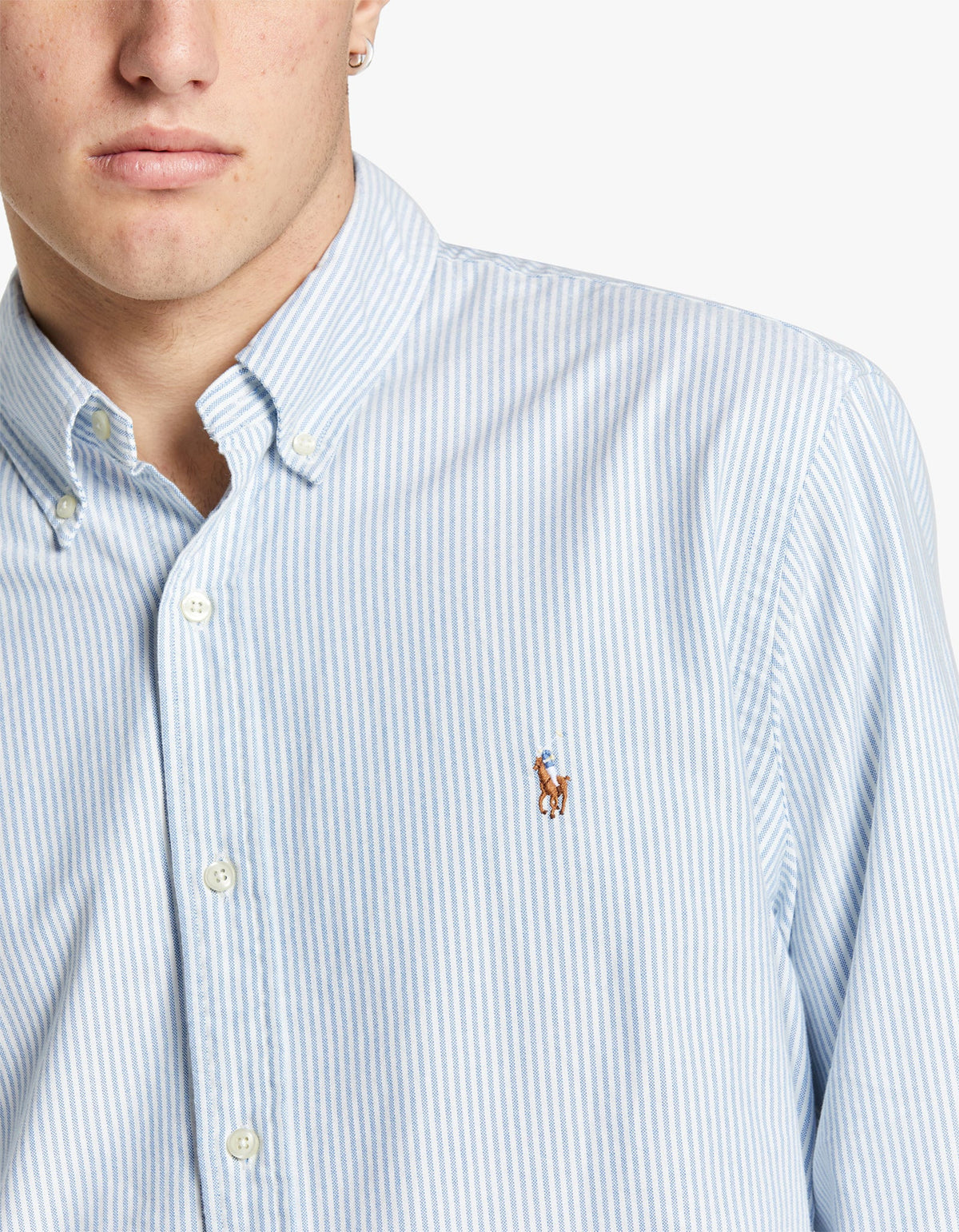 Camisa Oxford a rayas azul y blanco