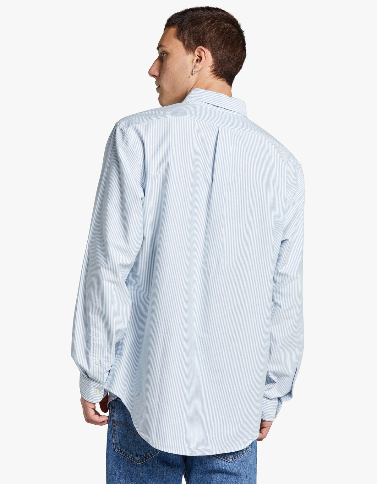 Camisa Oxford a rayas azul y blanco
