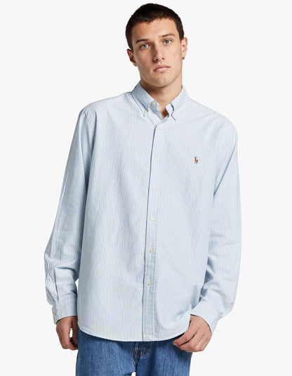 Camisa Oxford a rayas azul y blanco