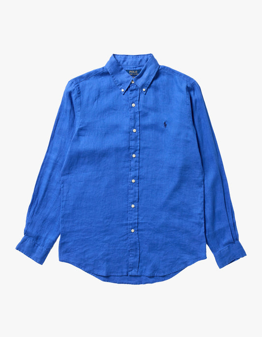 Camisa de lino azul lavanda
