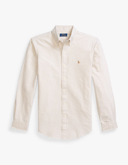 Camisa sport manga larga beige