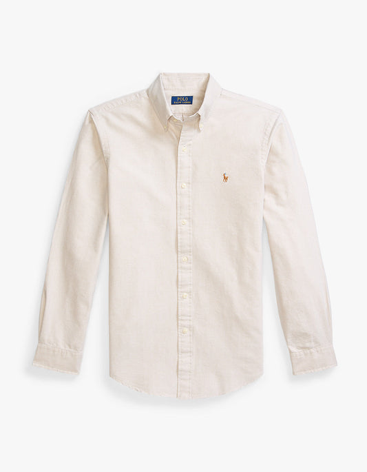 Camisa sport manga larga beige