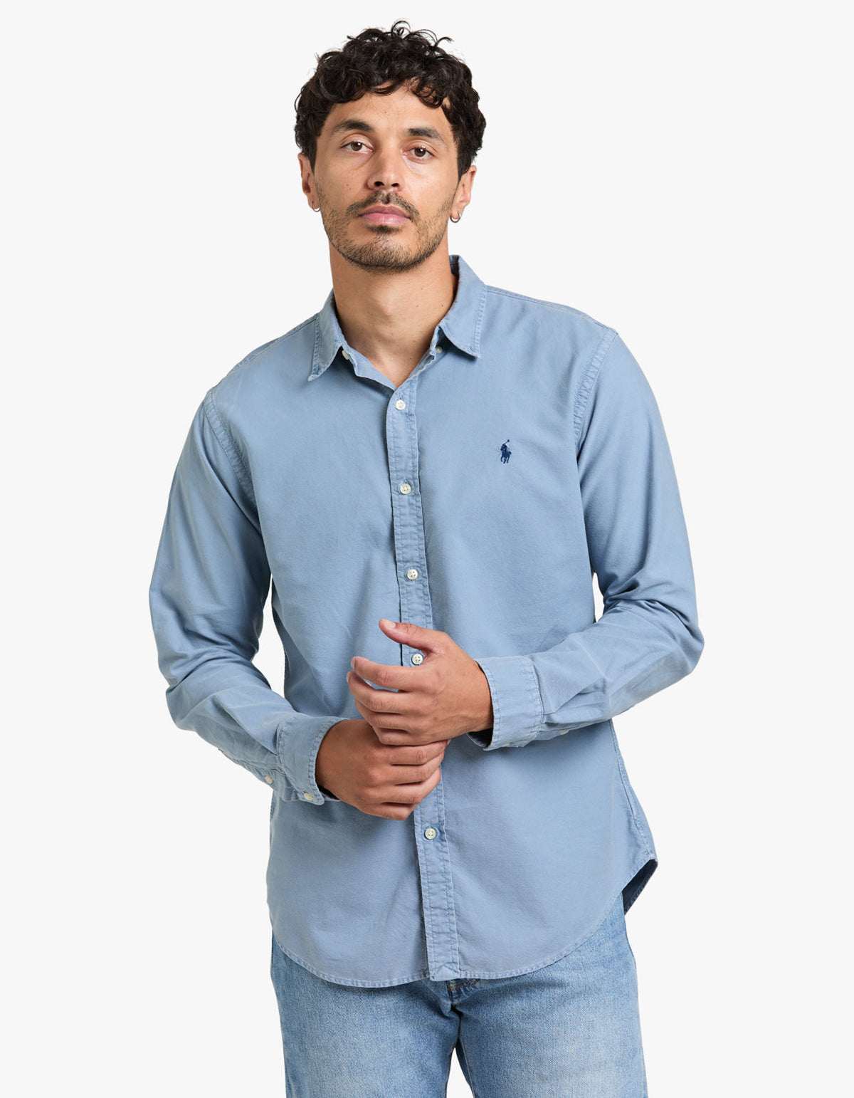 Camisa sport manga larga azul