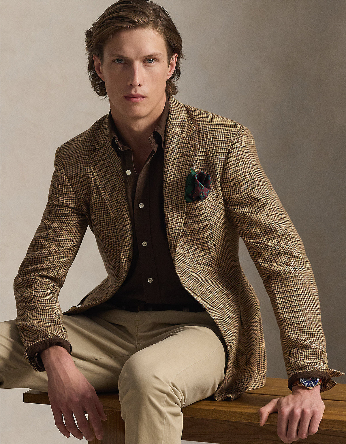 Camisa Oxford teñida café nuez