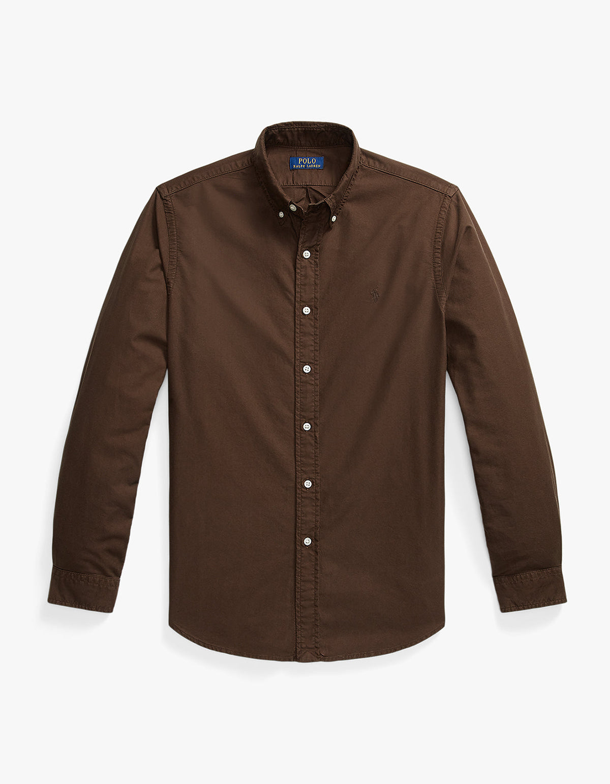 Camisa Oxford teñida café nuez