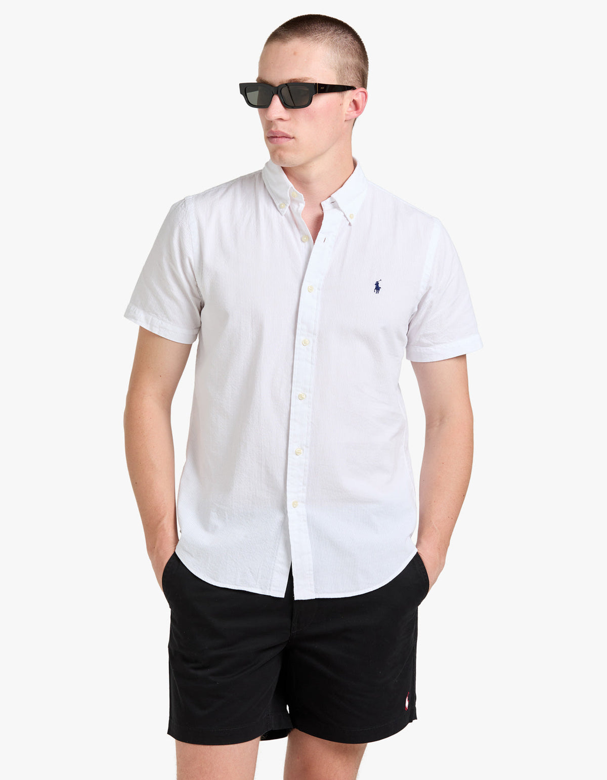 Camisa de seersucker blanca