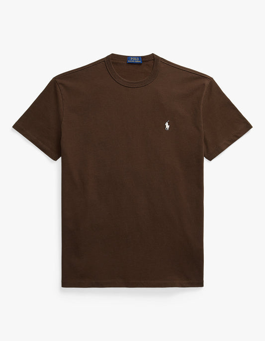 Polera de algodón cuello redondo café oscuro