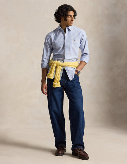 Camisa Oxford a rayas azul multicolor