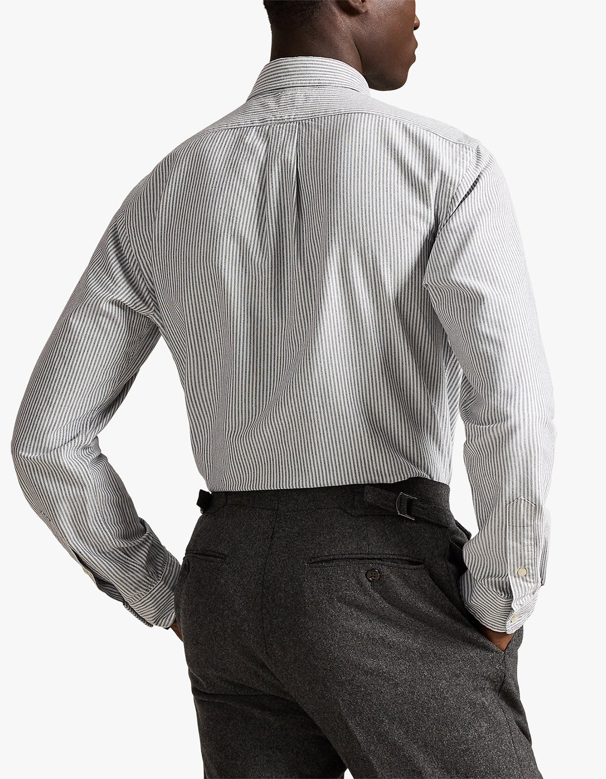 Camisa Oxford a rayas gris y blanco