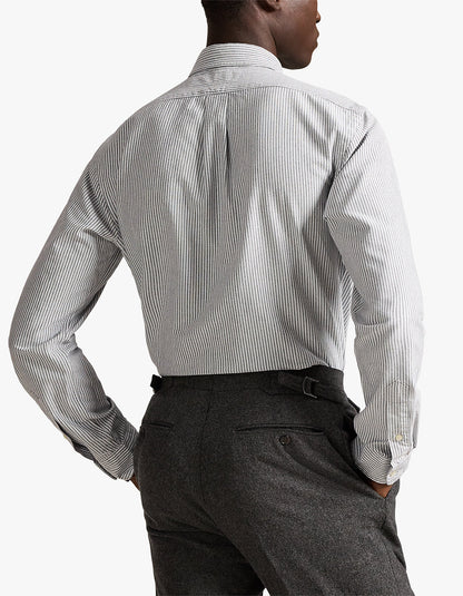 Camisa Oxford a rayas gris y blanco