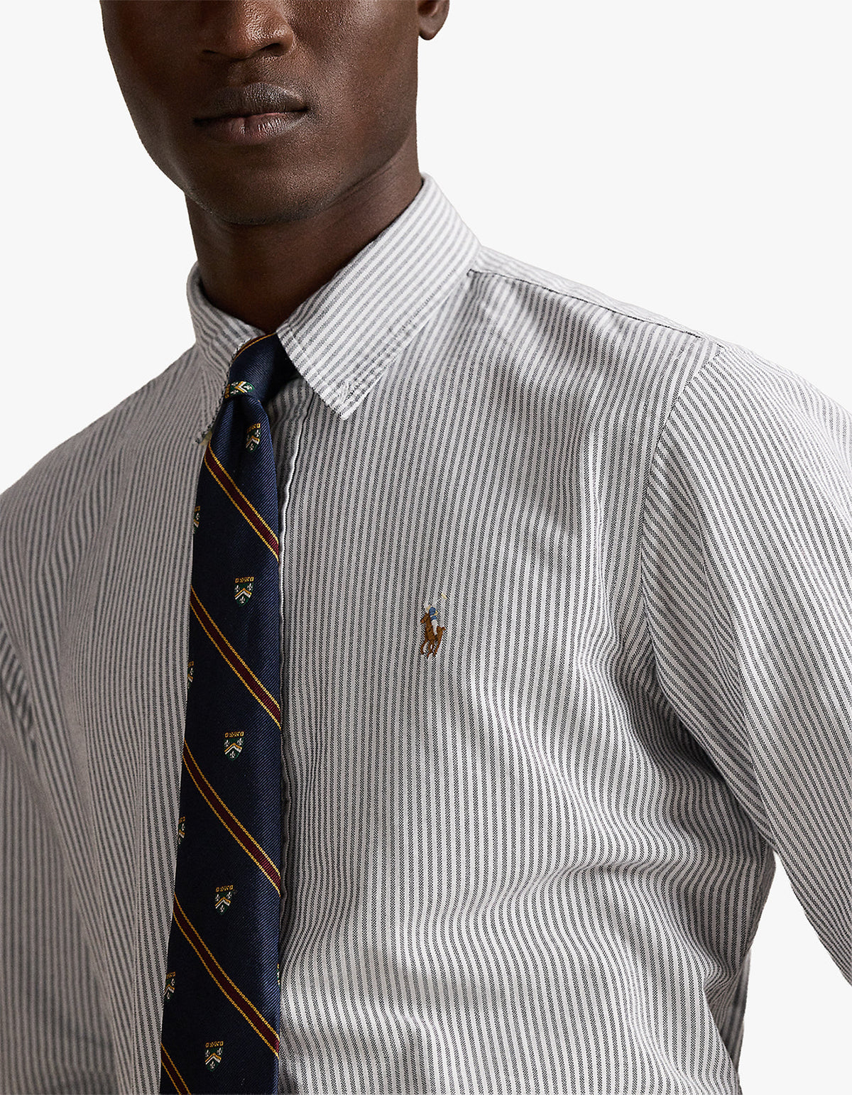 Camisa Oxford a rayas gris y blanco