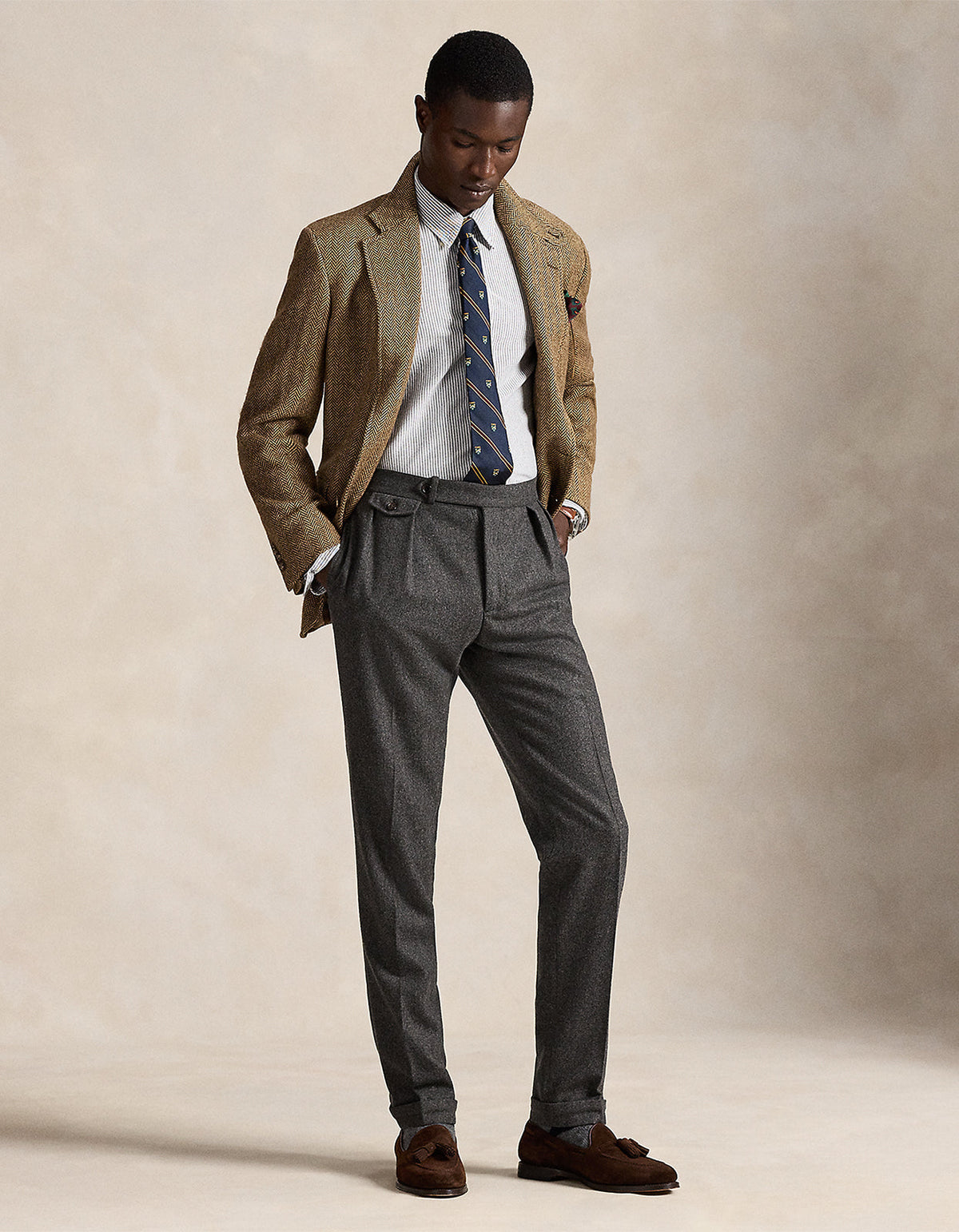 Camisa Oxford a rayas gris y blanco