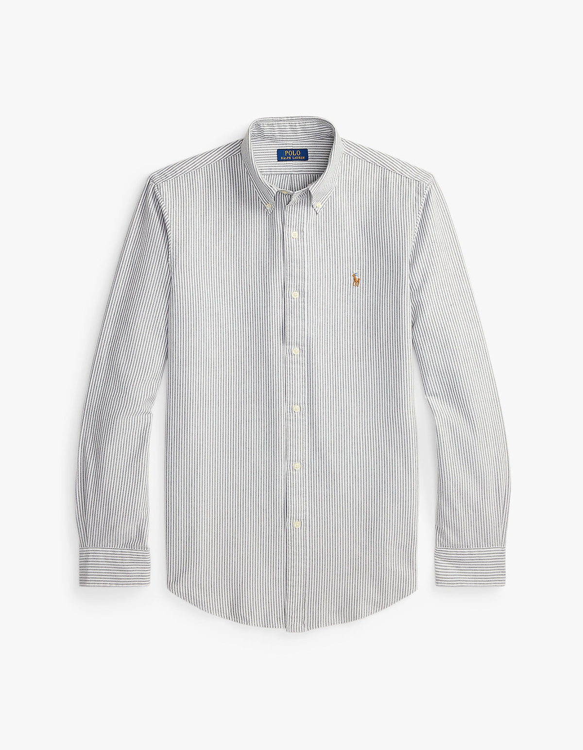 Camisa Oxford a rayas gris y blanco