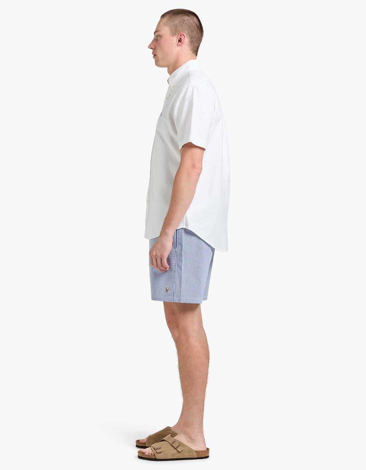 Short de baño clásico azul seersucker