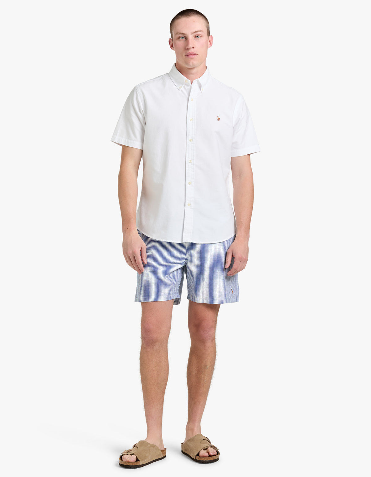 Short de baño clásico azul seersucker
