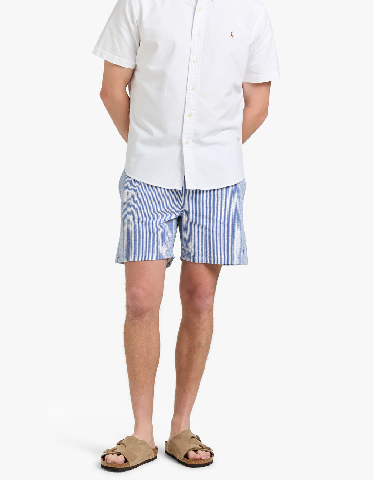 Short de baño clásico azul seersucker