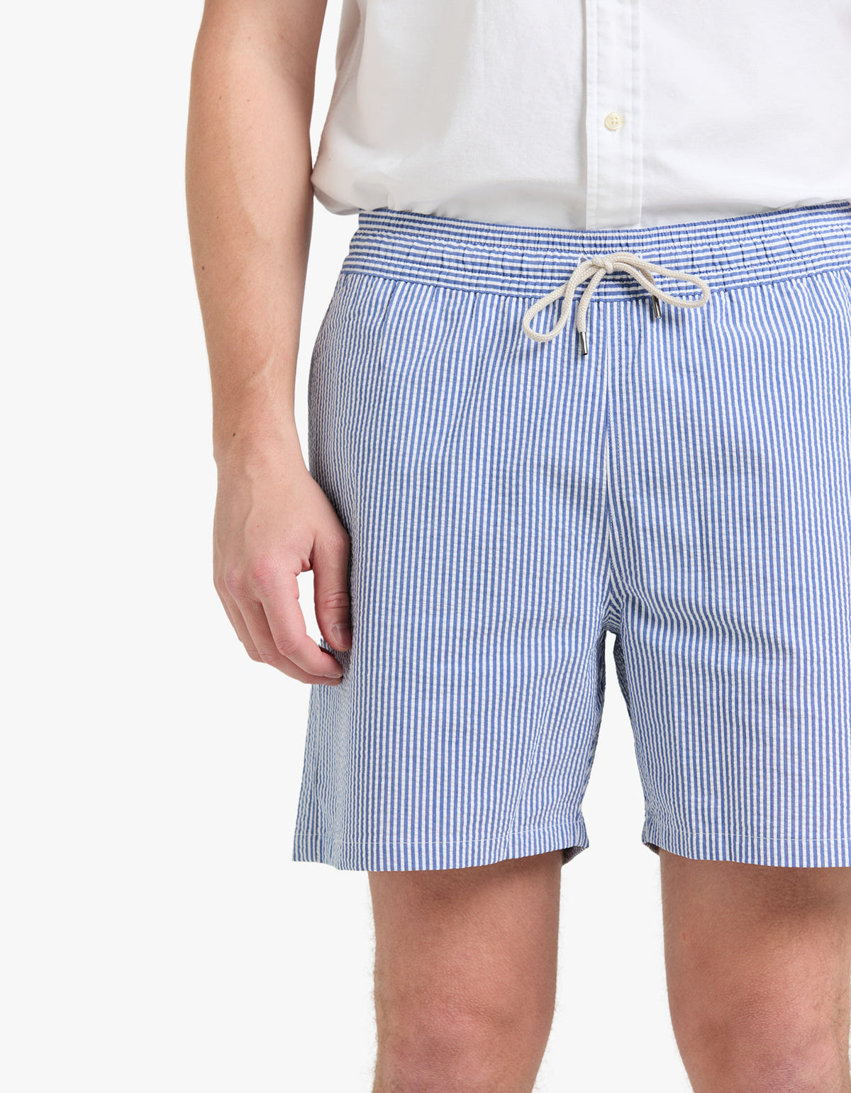 Short de baño clásico azul seersucker