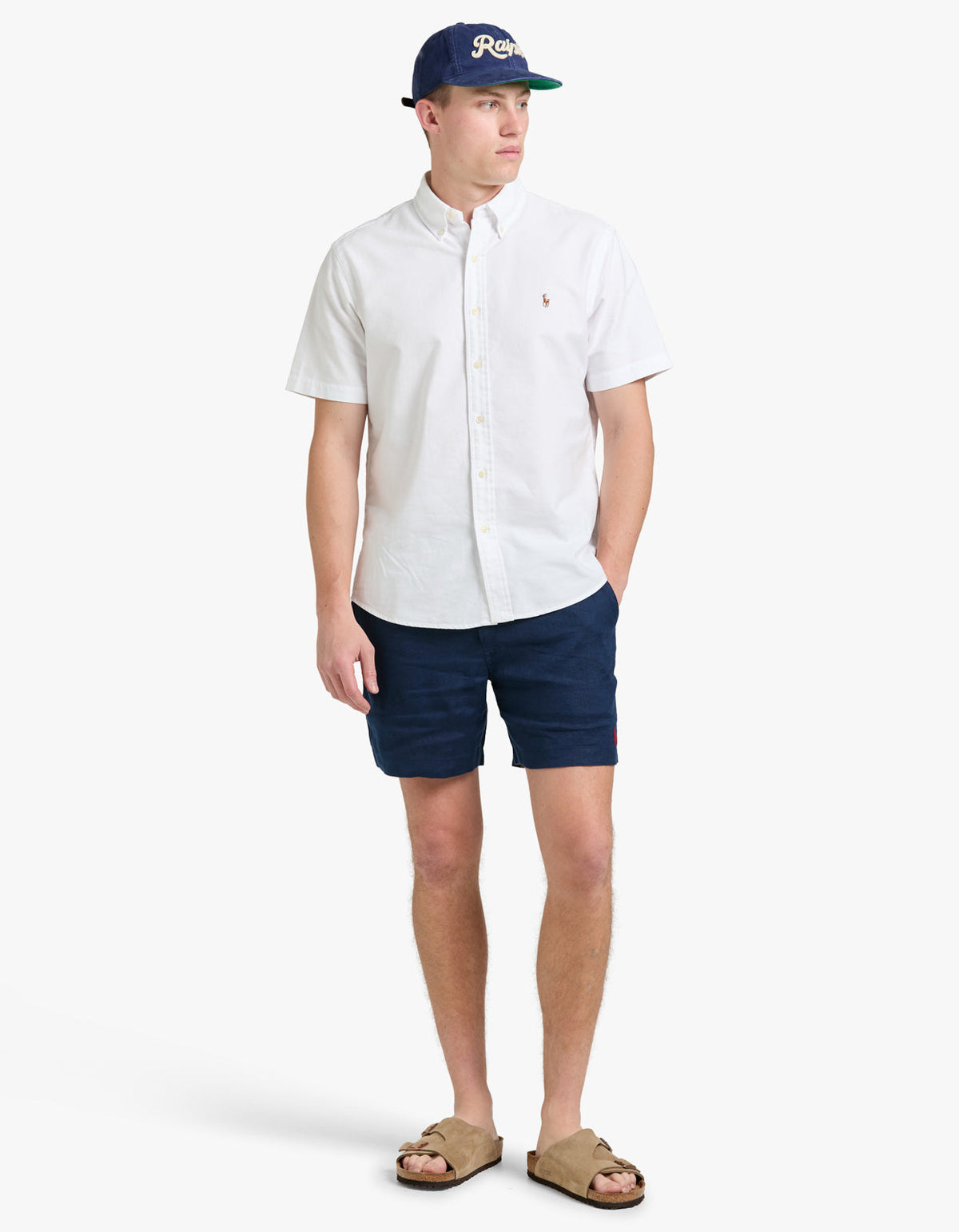 Short de lino azul marino