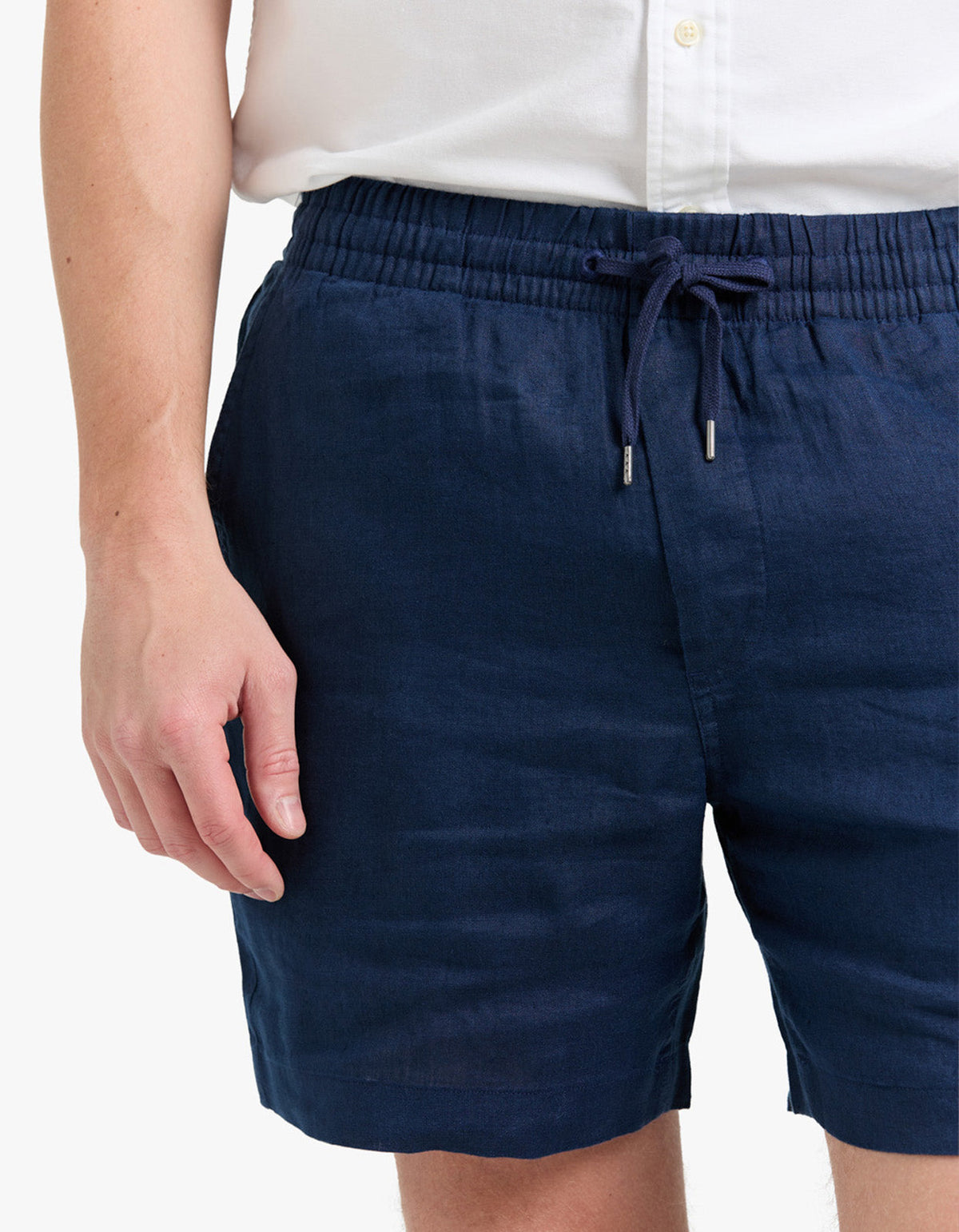 Short de lino azul marino