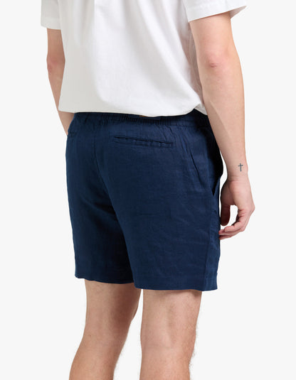 Short de lino azul marino
